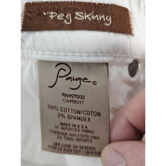 Paige Jeans Womens 28 White Skyline Ankle Peg Mid Rise Skinny Stretch Denim USA - Picture 7 of 11